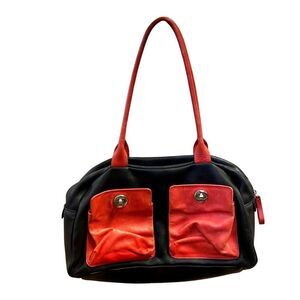 Vintage Peter Kent Buenos Aires Purse Black and Red Leather Baguette Bag